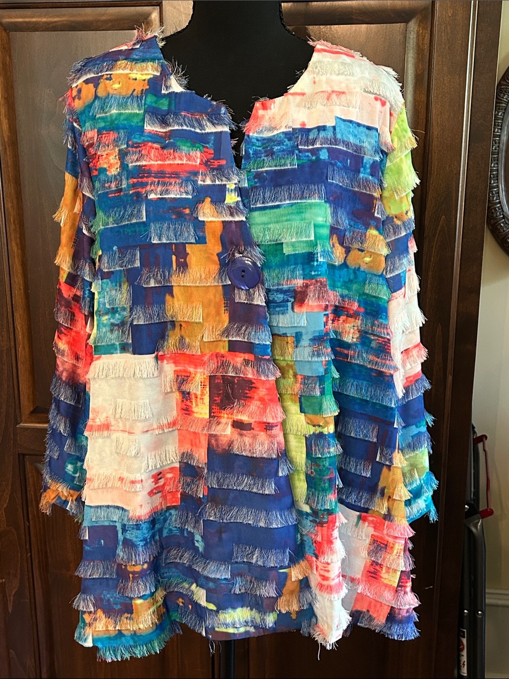 Multicolor Fringe Patchwork Women's Jacket